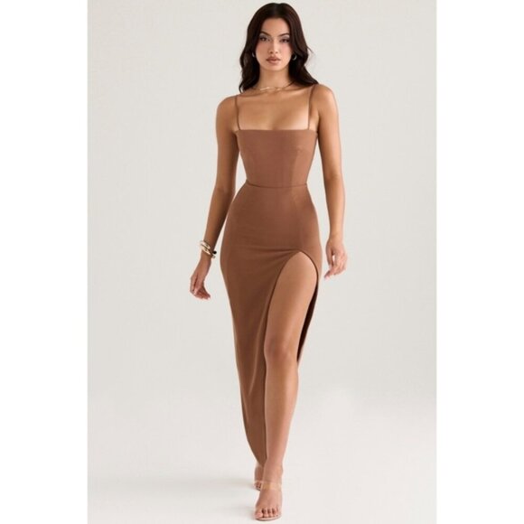House of CB Dresses & Skirts - HOUSE OF CB Jaida Dress Toast Corset Maxi Dress M Medium